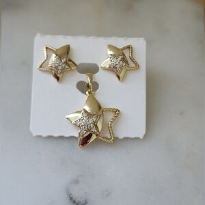 Gold Plated Star Jewelry Set with Crystals